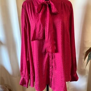 Torrid RED Long Sleeve Tie Front Blouse